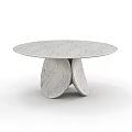 Round Marble Dining Table With Unique Petal Shaped Base And Sleek Modern Design Surface 3d model