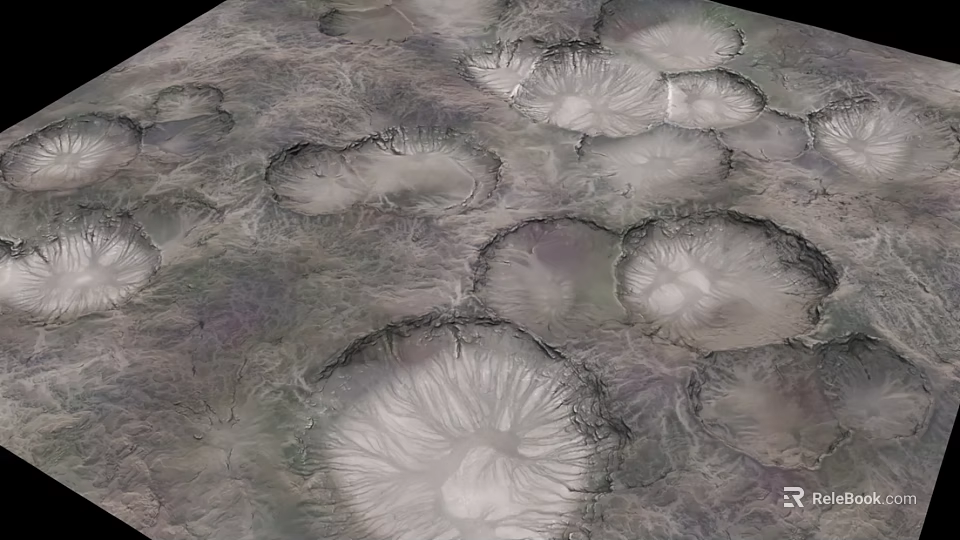 Stunning Lunar Like Landscape With Scattered Craters And Textured Gray Purple Surface 3d model 
