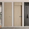 Modern Home Interior Design With Sleek Wooden And Gray Hinged Doors Frames 3d model
