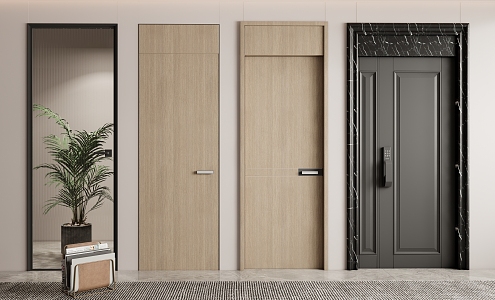 Modern swing door single door bedroom door mother door glass door 3d model