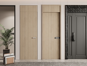 Modern swing door single door bedroom door mother door glass door 3d model