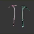 Set of Mountain Climbing Ice Axes with Metal Heads and Rubber Grips