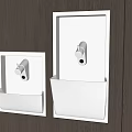 Two White Washbasins Recessed in Wooden Wall With Faucets Modern Design