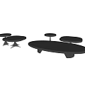 Modern Coffee Table Set With Oval And Round Wooden Tops And Metal Bases