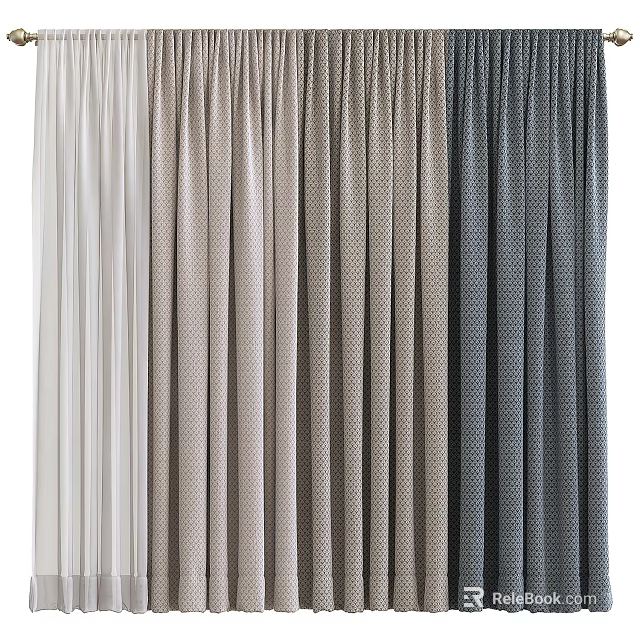 Elegant Modern Curtains With Multiple Colors And Various Materials For Home Decor 3d model 