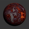 Glowing Red Lava Sphere With Flowing Texture On Dark Reflective Background 3d model