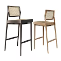 Modern Bar Stools With Woven Back Design In Dark And Light Wood Tones