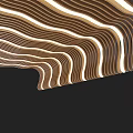 Modern Ceiling Design Featuring Wave Pattern Brown and White Illuminated Stripes 3d model