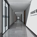 Modern Office Corridor With Glass Doors Smooth Floor And Bright Lighting Interior