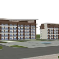 Modern Single Family Villa With Multi Story Design Balconies And Green Lawn