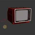 Vintage Red Electronic Television Appliance With Classic Design And Power Cord