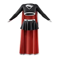 Superhero Themed Outfit With Black Crop Top Skirt And Red Cape