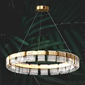 Modern Elegant Chandelier With Gold Frame And Crystal Glass Circular Design
