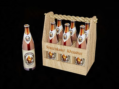 Wine Bottles And Glasses In Strawberry Wedding Decorative Wooden Crate 3d model