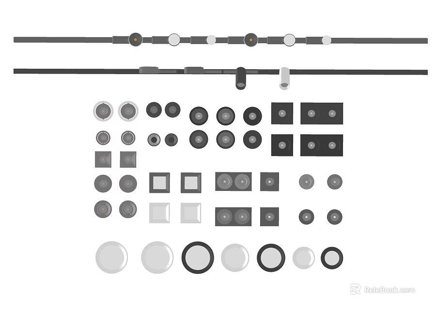 Downlights And Spotlights With Various Types Sizes Shapes And Installation Accessories 3d model