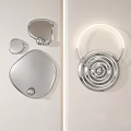 Modern Silver Geometric Wall Decor Featuring Mirror Elements And Circular Accents 3d model