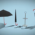 Simple Design Household Umbrella Stand With Black Umbrellas And Hanging Hooks