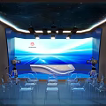 Starry Ceiling Modern Studio With Blue Large Screen Cameras And Transparent Chairs 3d model