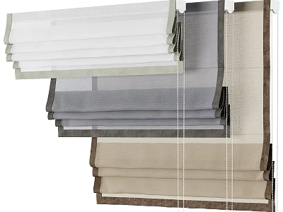Different Color Fabric Blinds For Home Window Treatment And Interior Decor 3d model