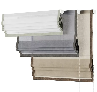 Different Color Fabric Blinds For Home Window Treatment And Interior Decor 3d model