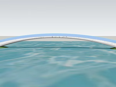 Modern Blue Arch Bridge with Smooth Curved Structure Spanning Over Calm Water 3d model