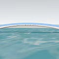 Modern Blue Arch Bridge with Smooth Curved Structure Spanning Over Calm Water 3d model