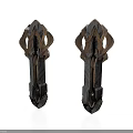 Ancient Ornate Weapon Featuring Symmetric Metal Design And Intricate Carvings