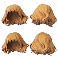 Blonde Curly Hair Wigs For Head With Four Different Angles