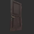 Classic Dark Wooden Hinged Door With Panel Design And Metal Handle