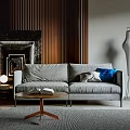 Modern double sofa sofa coffee table combination 3d model