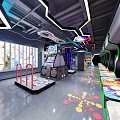 Modern Hi Tech Amusement Park Featuring Interactive Games Colorful Lights And Fun Facilities