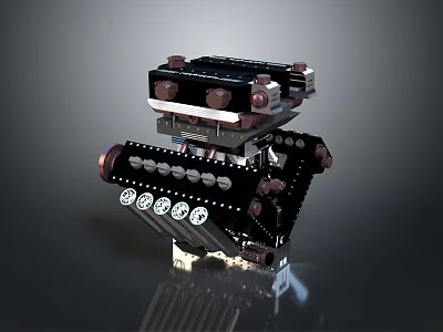 Automotive Engine Component With Multi Cylinder Metal Construction And Precision Engineered Design 3d model