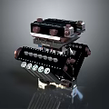 Automotive Engine Component With Multi Cylinder Metal Construction And Precision Engineered Design 3d model