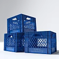Blue Plastic Storage Basket with Grid Design and Handles for Home Organization
