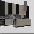 Sleek Modern Kitchen Interior Featuring Marble Countertop Island And Premium Cabinets