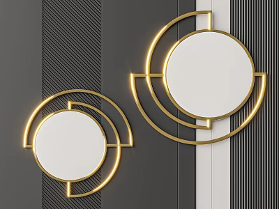 Elegant Modern Gold Circular Geometric Wall Decor For Interior Living Room Design 3d model