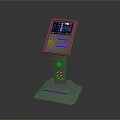 Modern Stand Control Panel Featuring Digital Display Screen And Interface Buttons On Metallic Base