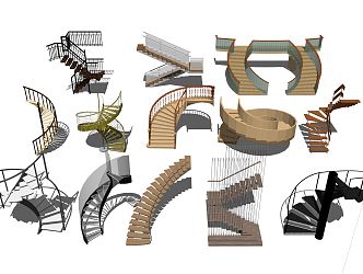 modern revolving staircase 3d model