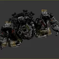 Advanced Heavy Armored Mech Robot With Mechanical Limbs And Red Accents