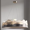 Elegant Modern Wavy Layered Chandelier With Metallic Finish In Minimalist Interior