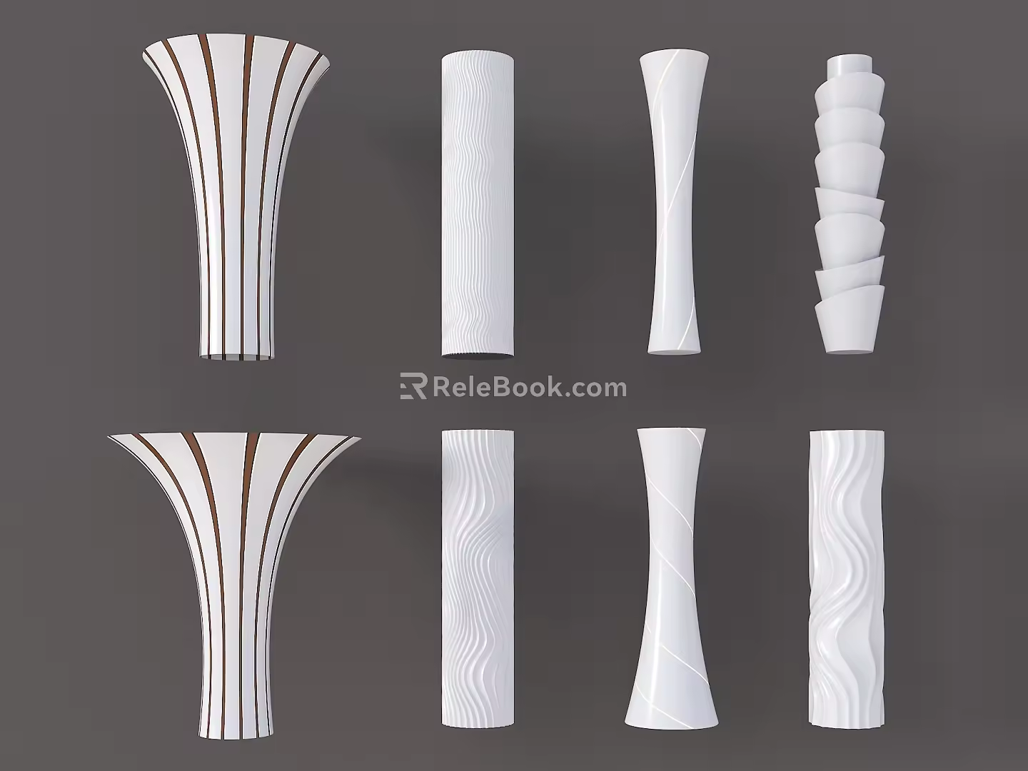 Modern Interior Decoration Columns Special-shaped Creative Columns Petal Columns Spiral Columns Corrugated Columns Creative Packing Columns Cylindrical Columns Packing Columns 3d model