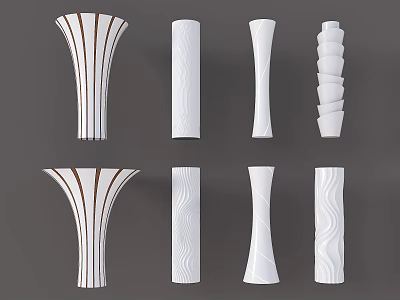 Modern Interior Decoration Columns Special-shaped Creative Columns Petal Columns Spiral Columns Corrugated Columns Creative Packing Columns Cylindrical Columns Packing Columns 3d model