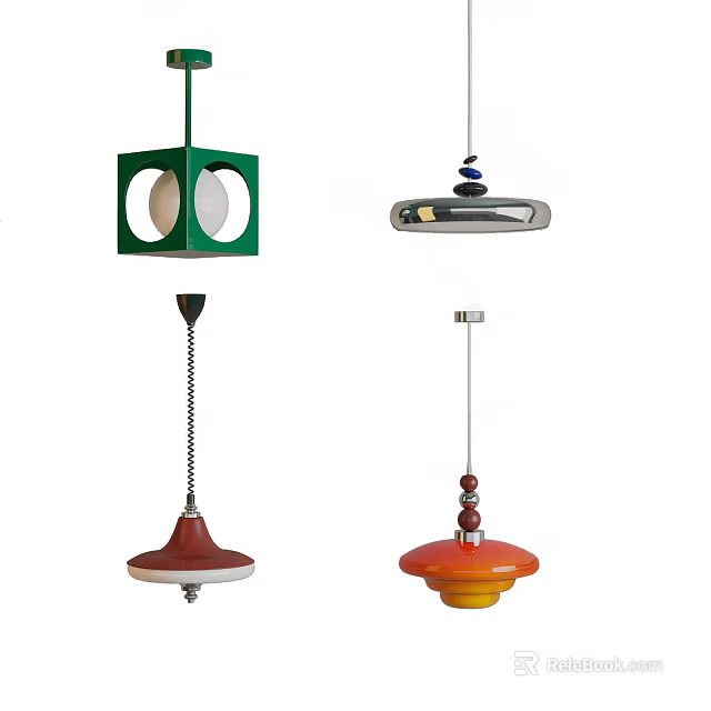 Modern Colorful Pendant Lights With Geometric Spiral And Unique Shape Designs 3d model