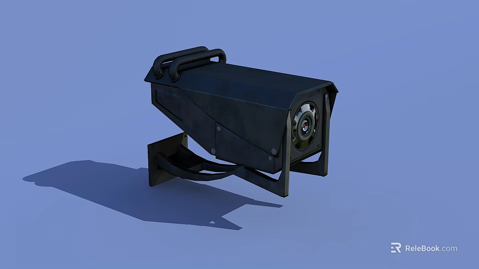Projection Monitoring Black Security Camera With Mounted Bracket And Lens Design 3d model 