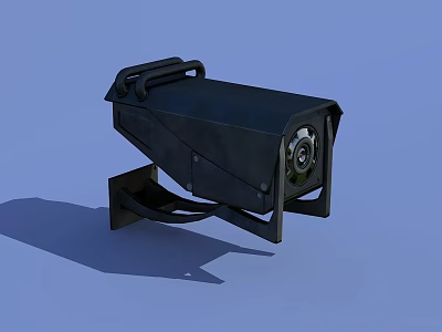 Projection Monitoring Black Security Camera With Mounted Bracket And Lens Design 3d model