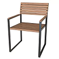 Sleek Modern Outdoor Chair With Wooden Slats And Sturdy Metal Frame