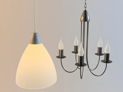 Modern and Classic Chandeliers With White Shade and Candle Shaped Design 3d model