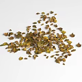Ground Cover Leaves Green and Brown Dried Scattered on White Background