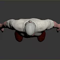 Man with White Hair Wearing White Shirt Brown Belt Black Pants and Red Boots