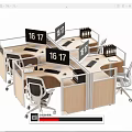 Modular Office Desk Cubicles With Ergonomic Chairs Computer Monitors And Organized Workspace 3d model